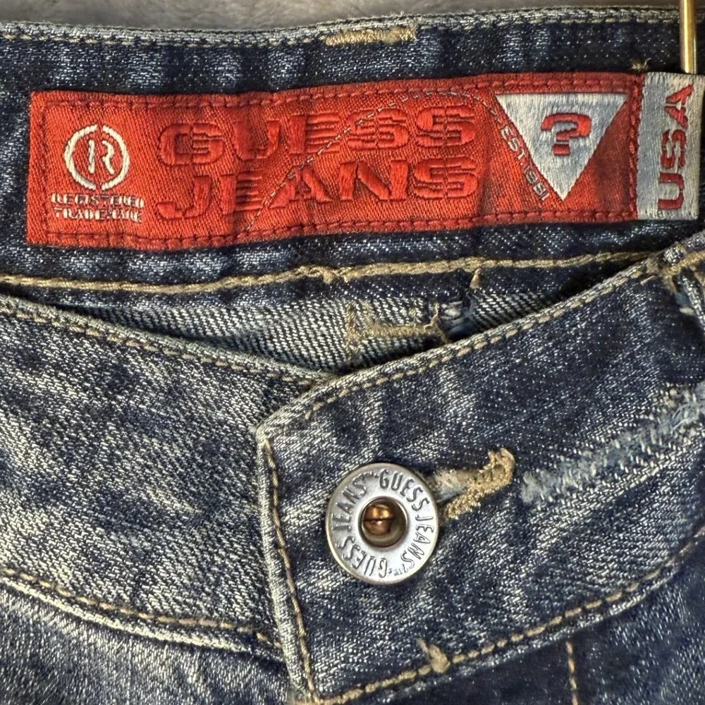 Y2K GUESS Jeans Men Blue Wash Bootcut Denim‎ Pants Size 29